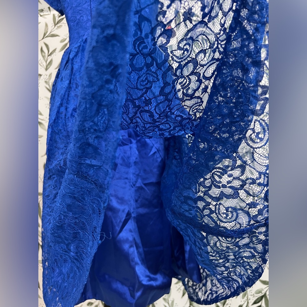 Beautiful Cocktail Lace Mother of The Bride Dress Vintage Style Blue Formal #B - Picture 13 of 14